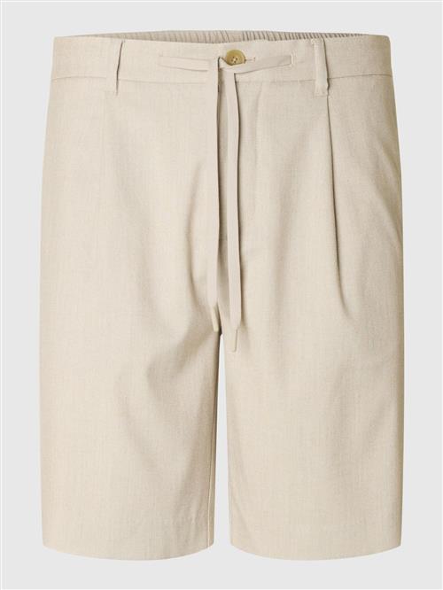 SELECTED Bukser med lægfolder 'SLHLeroy'  sand