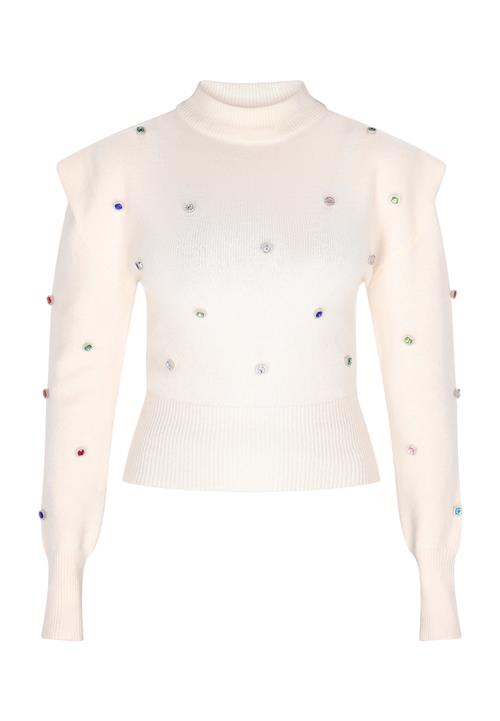 faina Pullover  blå / rød / sølv / uldhvid