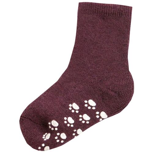 Joha Wool sock w.anti-slip Auberg Melange 15-18 EU  Rød  15-18 EU  unisex