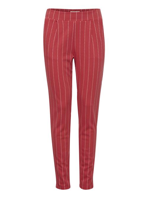 ICHI Bukser med lægfolder 'IHRuti'  rustrød / hvid