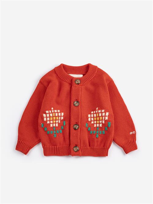 Bobo Choses Pixel Daisy Cardigan Red  Red 2 Y  Rød  2 år  unisex