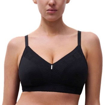 Chantelle BH EasyFeel Wirefree Support Bra Sort nylon F 70 Dame
