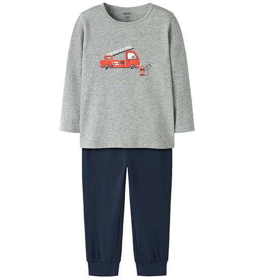 Name It Nattøj - Noos - NmmNightset Firetruck - Gråmeleret/Navy