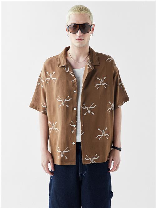 VAMOS CLO Skjorte  brun / hvid