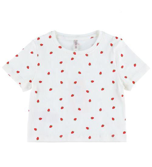 Kids Only T-shirt - Crop - Noos -Rib - KogBella - Cloud Dancer/