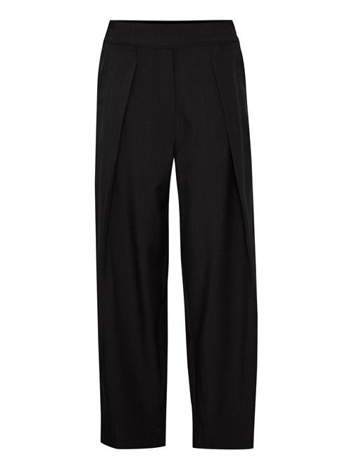 b.young Bukser med lægfolder 'MIDDE'  sort