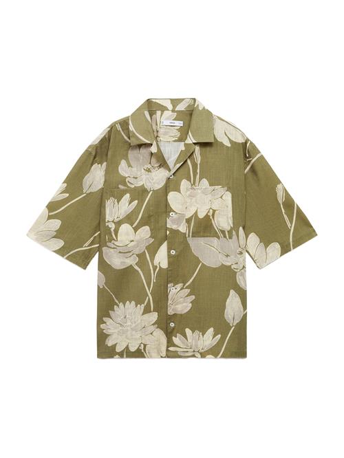 MANGO MAN Skjorte 'Venezia'  beige / grå / grøn