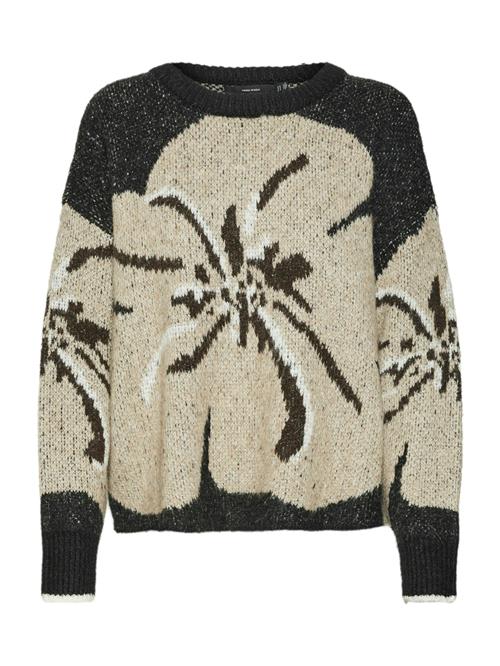 VERO MODA Pullover 'MAdison'  lysebrun / sort / uldhvid