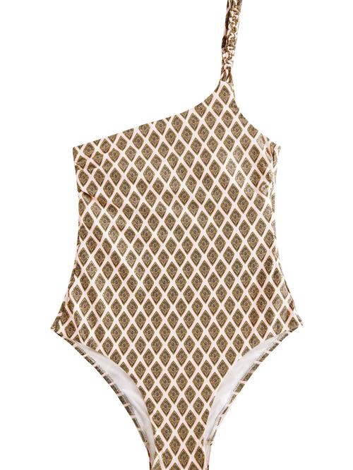 Next Formgivende badedragt  lysebeige / grafit / grøn / pastelpink