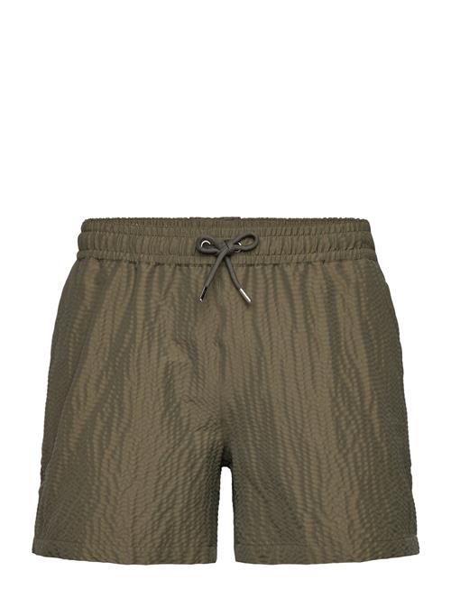 The Resort Co. | Classic Swim Shorts Olive Seersucker | XXL 39 cm