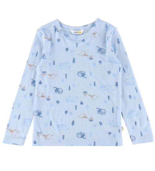 Joha Bluse - Uld - Lyseblå m. Camping