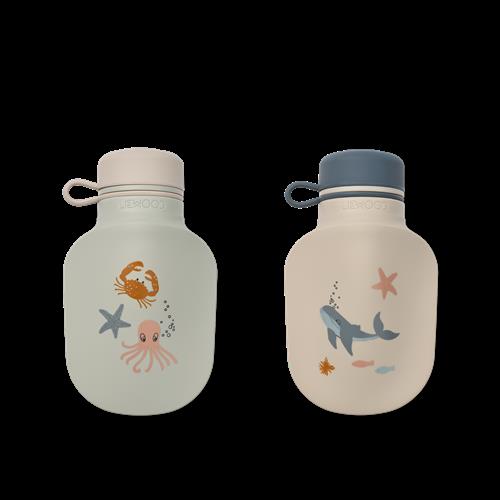 Liewood Lizzie Smoothie-flaske 2-pak Sea Creature / Sandy  Sea Creature / Sandy-One Size  Creme  One Size  unisex