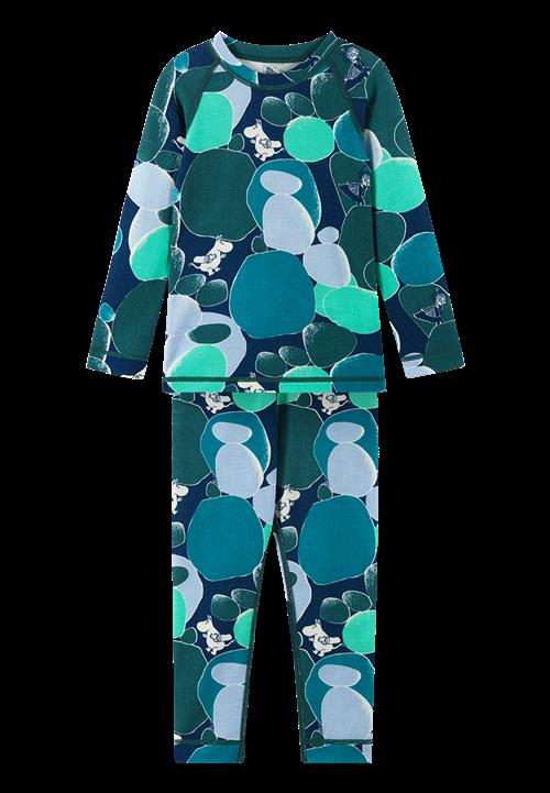 Reima Moomin Trivsam Termisk Basislag-sæt Dark Teal  Dark Teal-92 cm Wool Blå  92 cm  unisex
