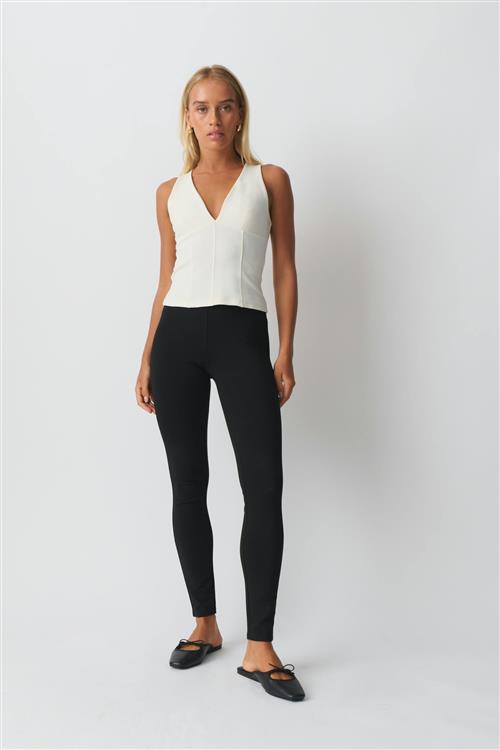 Gina Tricot - Punto di roma leggings - Leggings - Sort - M - Dame