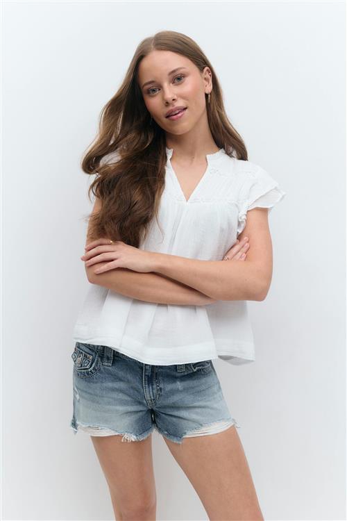 Gina Tricot - Y chunky denim shorts - shorts - Blå - 140 - Pige