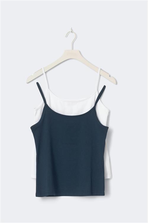 Gina Tricot - 2 pack y basic singlet - overdele - Hvid - 146/152 - Pige