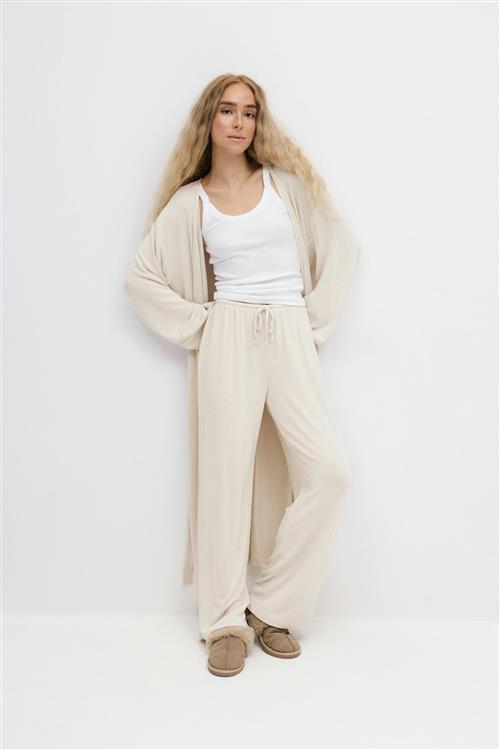 Gina Tricot - Drawstring wide trousers - Vide bukser - Beige - M - Dame