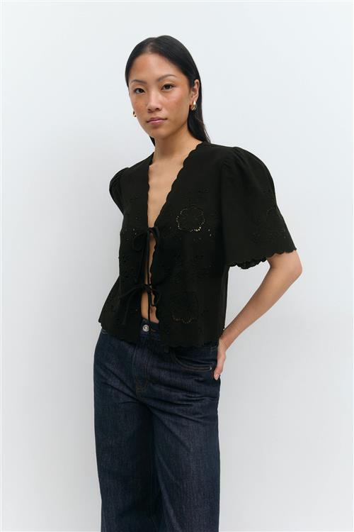 Gina Tricot - Scallop edge blouse - Bluser - Sort - XS - Dame