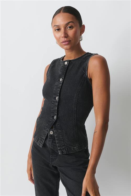 Gina Tricot - Tailored denim vest - Denim-skjorter - Sort - L - Dame
