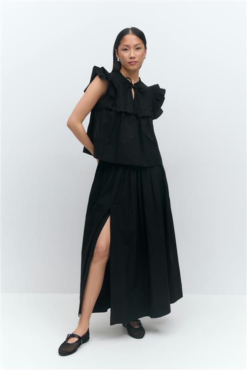 Gina Tricot - Poplin skirt - lange nederdele - Sort - M - Dame