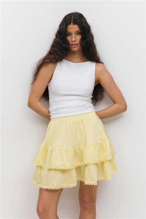 Gina Tricot - Boho mini skirt - korte nederdele - Gul - XS - Dame