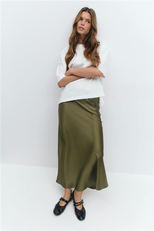 Gina Tricot - Satin skirt - satin nederdele - Grøn - M - Dame