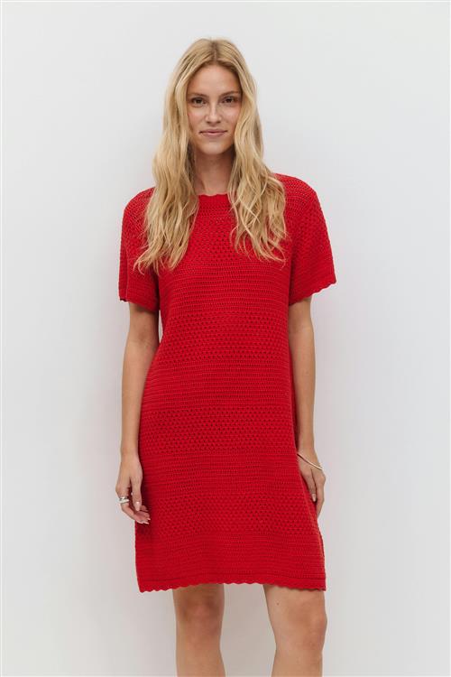 Gina Tricot - Knitted crochet t-shirt dress - Hæklede kjoler - Rød - XS - Dame