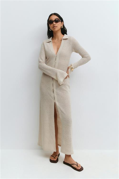 Gina Tricot - Crochet collar dress - Hæklede kjoler - Beige - XS - Dame