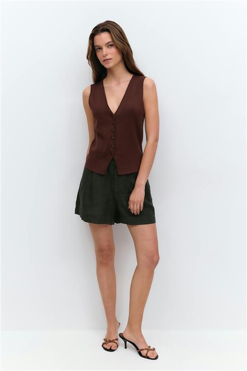 Gina Tricot - Linen shorts - hørshorts - Sort - M - Dame