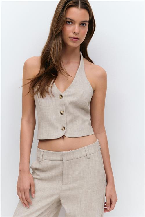 Gina Tricot - Halterneck tailored vest - Veste - Beige - 40 - Dame