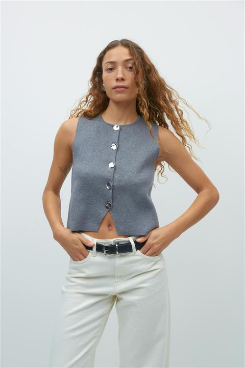 Gina Tricot - Fine knitted vest - Veste - Grå - XS - Dame