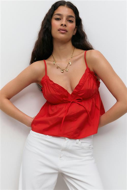 Gina Tricot - Poplin singlet - Toppe uden ærmer - Rød - L - Dame