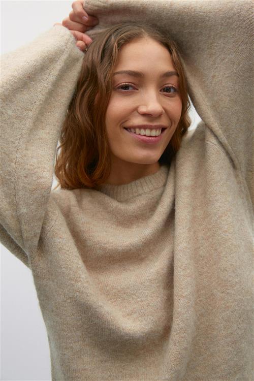 Gina Tricot - Crew neck knitted sweater - Striktrøjer - Beige - M - Dame