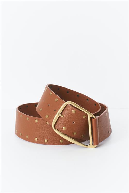 Gina Tricot - Studded hip belt - Bælter - Brun - M/L - Dame