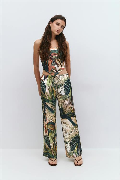 Gina Tricot - Drawstring satin trousers - satinbukser - Grøn - XS - Dame