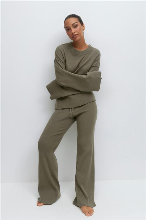 Gina Tricot - Knitted loungewear trousers - Bukser - Grøn - L - Dame