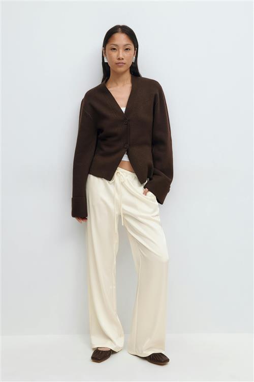 Gina Tricot - Drawstring satin trousers - satinbukser - Hvid - XL - Dame