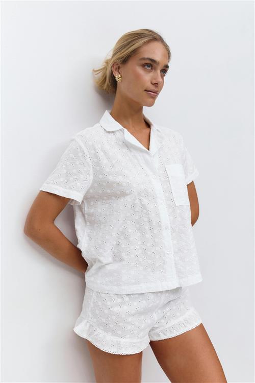 Gina Tricot - Embroidery anglaise shirt - Skjorter - Hvid - S - Dame