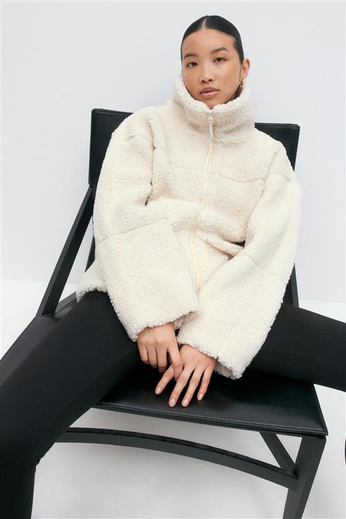 Gina Tricot - Pile zip jacket - Jakker - Hvid - XL - Dame