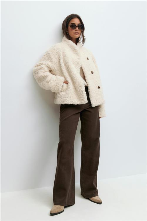 Gina Tricot - Pile jacket - korte frakker - Hvid - XL - Dame