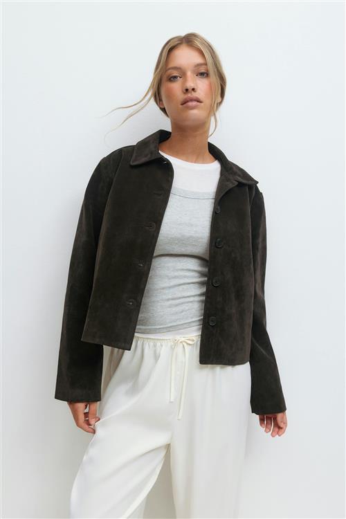 Gina Tricot - Faux suede short jacket - Jakker - Brun - S - Dame