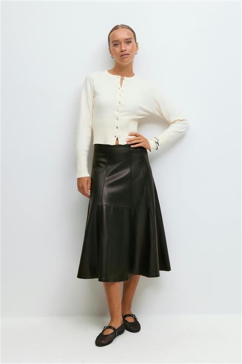 Gina Tricot - Pu midi skirt - Nederdele - Sort - 34 - Dame