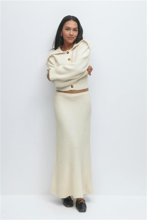 Gina Tricot - Wide knitted skirt - Strikkede nederdele - Hvid - M - Dame