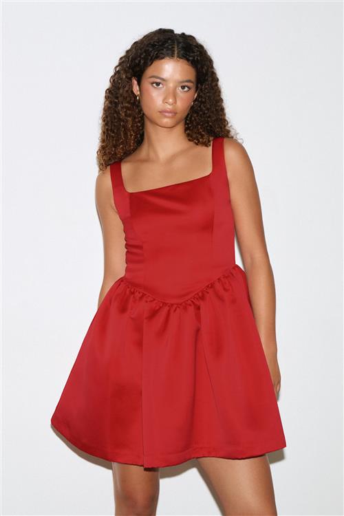 Gina Tricot - Satin mini dress - satinkjoler - Rød - 36 - Dame