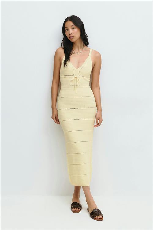 Gina Tricot - Knitted midi dress - Strikkjoler - Gul - S - Dame