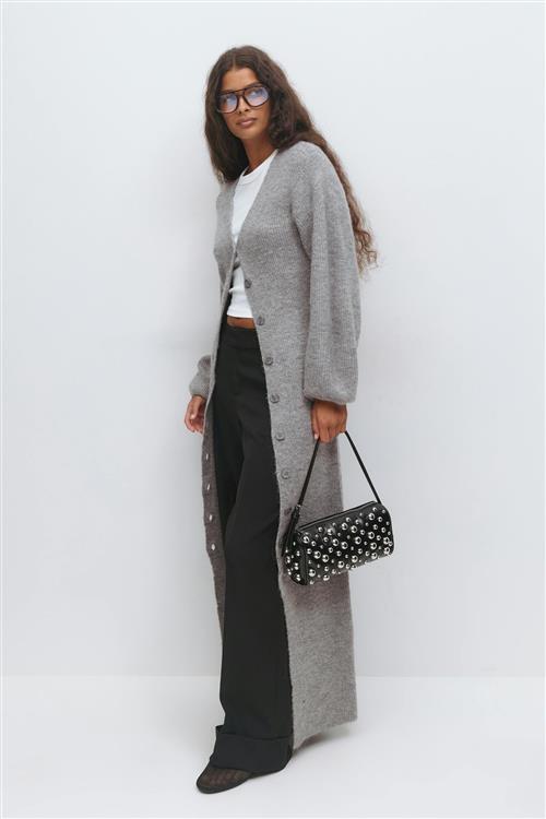 Gina Tricot - Knitted button down dress - Strikkjoler - Grå - S - Dame