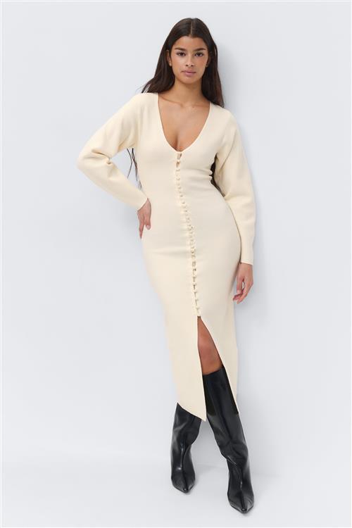 Gina Tricot - Shaped knitted dress - Strikkjoler - Hvid - XS - Dame