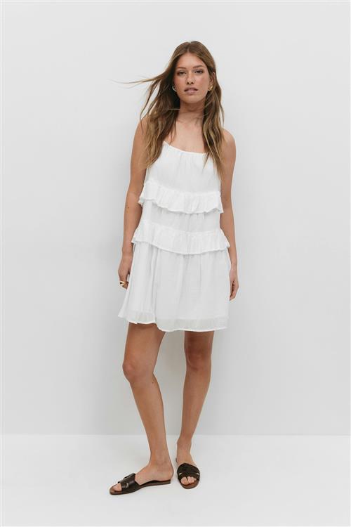 Gina Tricot - Mini frill dress - korte kjoler - Hvid - XL - Dame