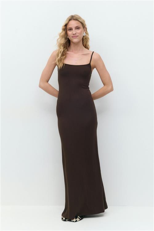 Gina Tricot - maxi slip dress - Lange kjoler - Brun - XXS - Dame