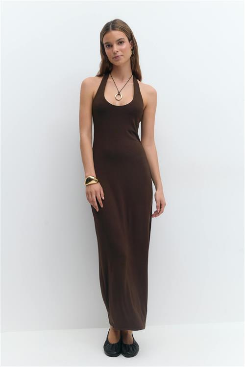 Gina Tricot - Halterneck midaxi dress - Lange kjoler - Brun - XXL - Dame